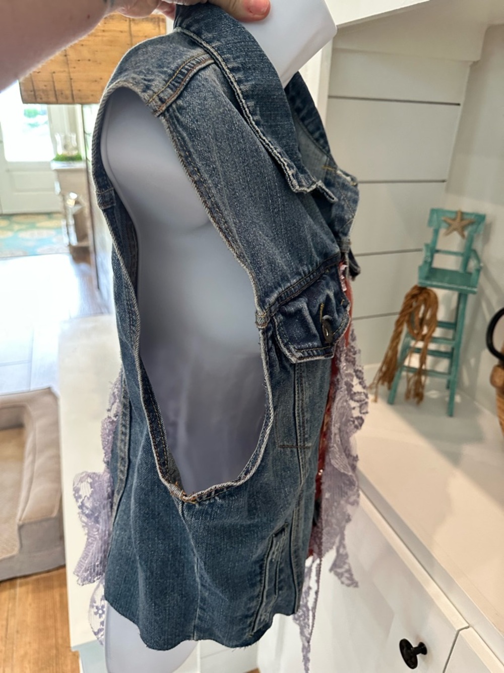 Custom Made Boho Denim Vest and Waist Wrap - Picture 6 of 16